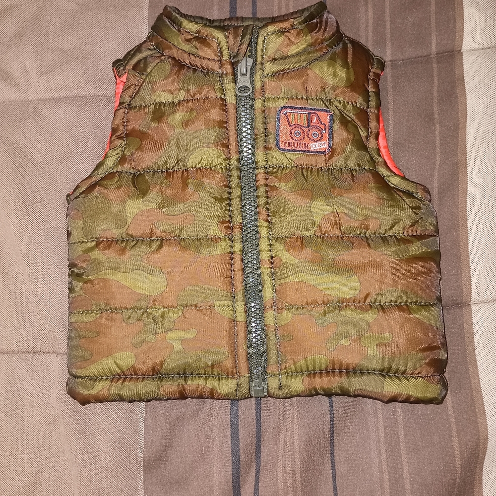 Kids Healthtex Camo Truck Crew Baby Vest 0-3M